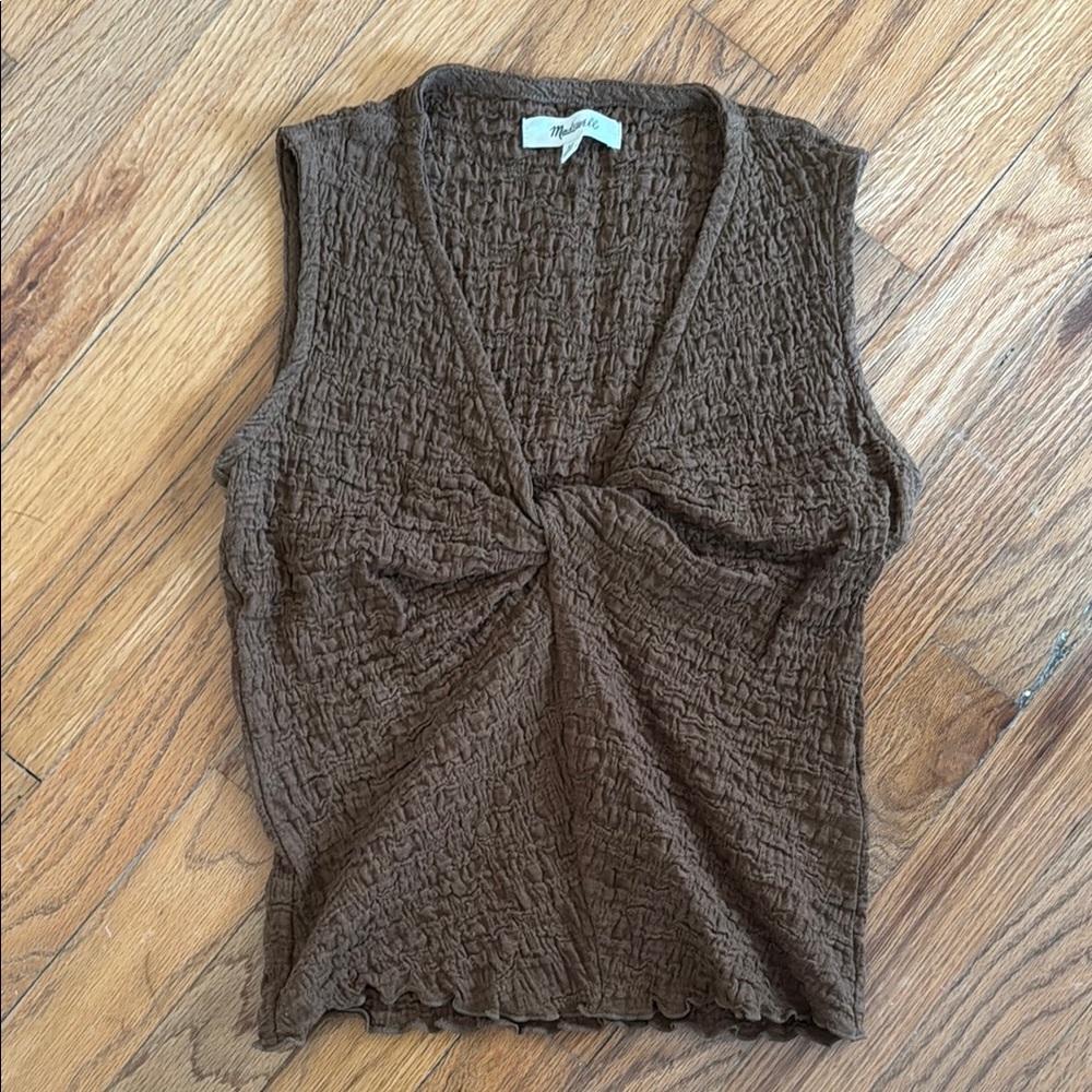 Madewell Brown Ruched Sleeveless Tank Top